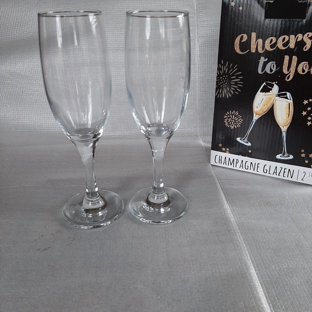 2 champagne glazen / champagneglazen nieuw in verpakking, Ophalen, Glas of Glazen, Nieuw, Glas