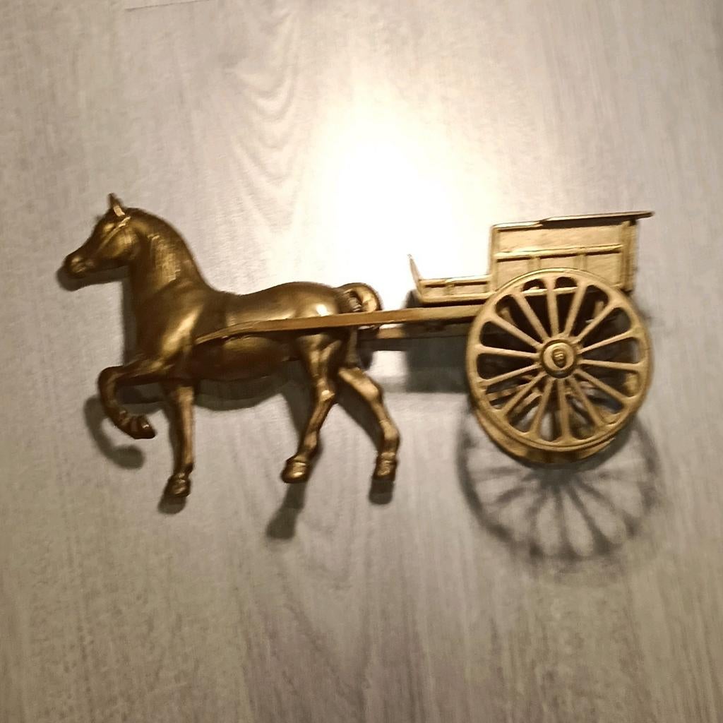 Messing paard met wagen, Ophalen of Verzenden