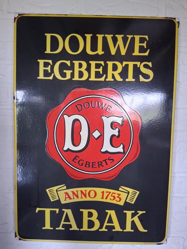 Douwe Egberts Emaille Bord – Oud Reclamebord – Verzamelobjec, Ophalen, Gebruikt, Reclamebord
