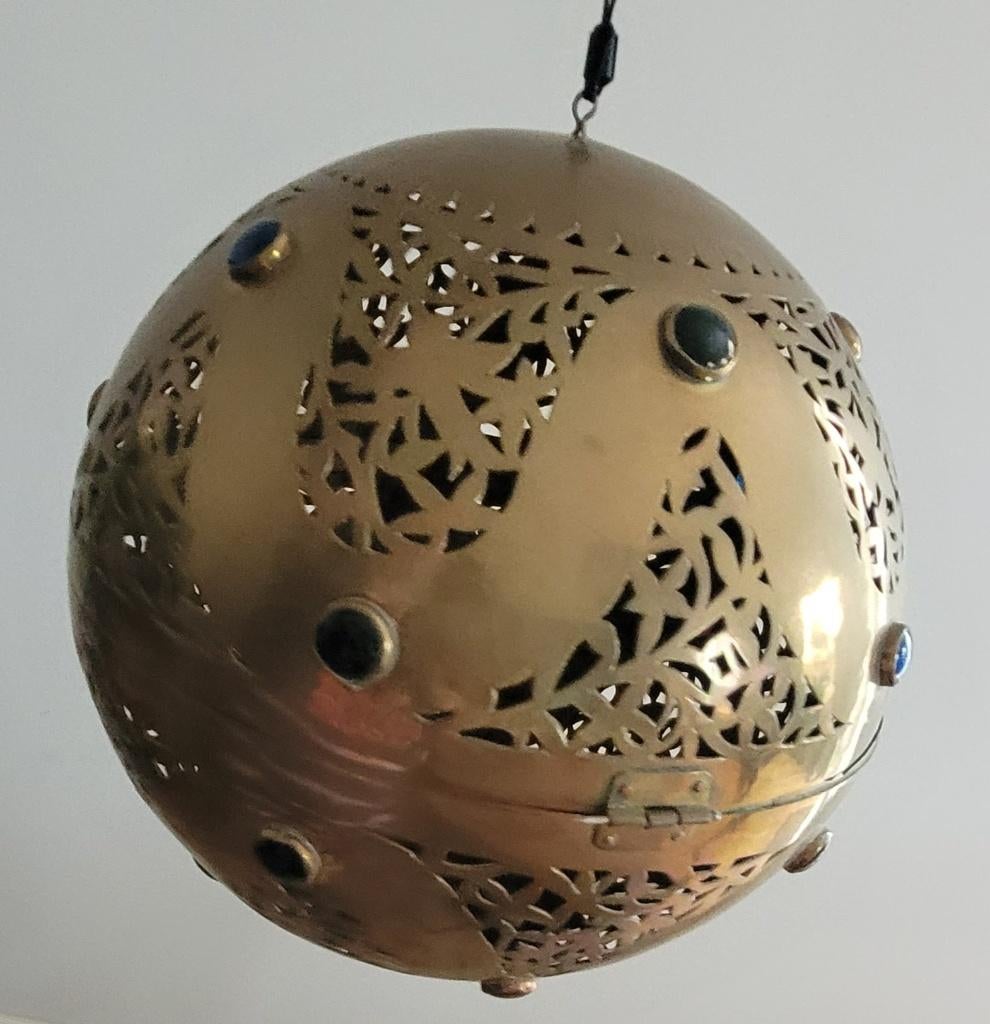 Oosterse/Marokkaanse messing hanglamp, Antiek en Kunst, Antiek | Koper en Brons, Ophalen, Koper