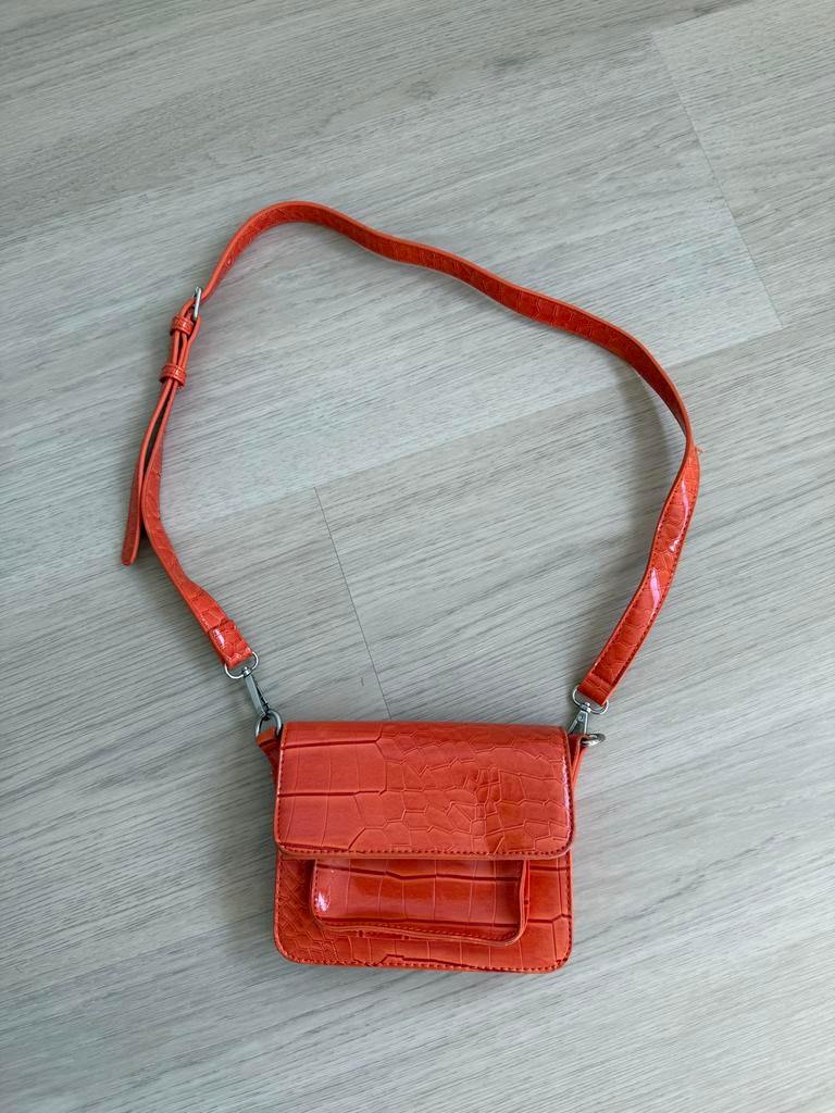 Oranje schoudertasje met krokodillenprint HVISK KONINGSDAG, Ophalen, Zo goed als nieuw, Oranje, Overige merken