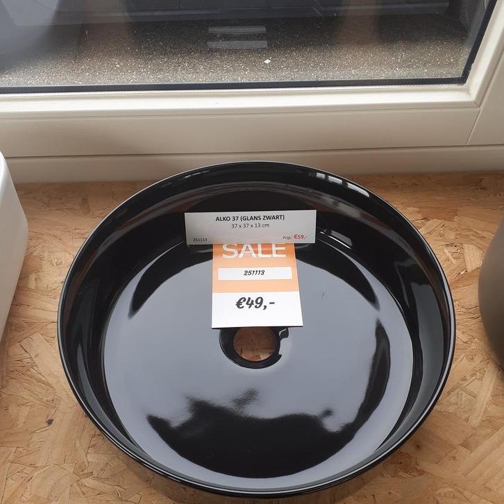 OP=OP Alko 37, glans zwart, waskom, modern - Nieuw, Huis en Inrichting, Woonaccessoires | Overige, Nieuw, Ophalen of Verzenden