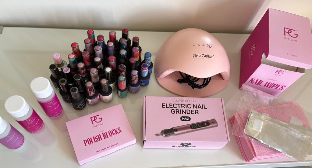 Complete Pink Gellac set met accessoires en veel lakjes, Sieraden, Tassen en Uiterlijk, Uiterlijk | Cosmetica en Make-up, Overige kleuren