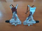 Vintage racefiets pedalen met toeclips en schoenplaatjes, Crankstel of Pedalen, Gebruikt, Racefiets, Ophalen of Verzenden