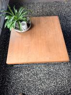 Houten tafel met RVS onderstel - 100x100 cm, Huis en Inrichting, Tafels | Salontafels, Gebruikt, 50 tot 75 cm, Vierkant, Overige houtsoorten