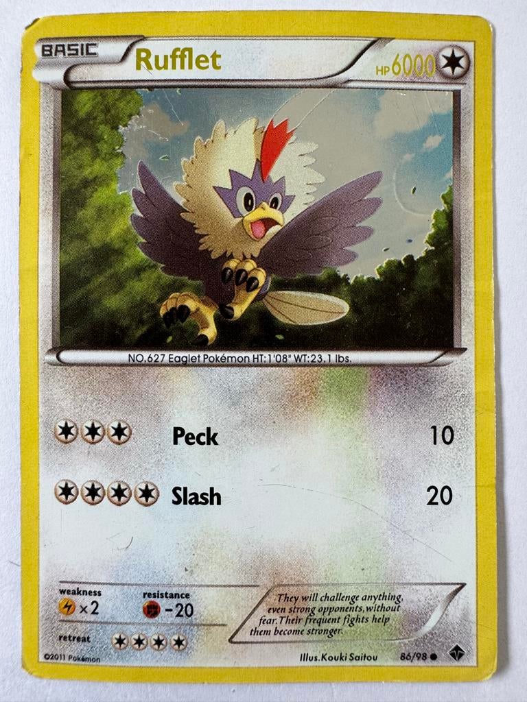 Pokémon Kaart Rufflet 86/98 (2011), Ophalen of Verzenden, Gebruikt, Losse kaart
