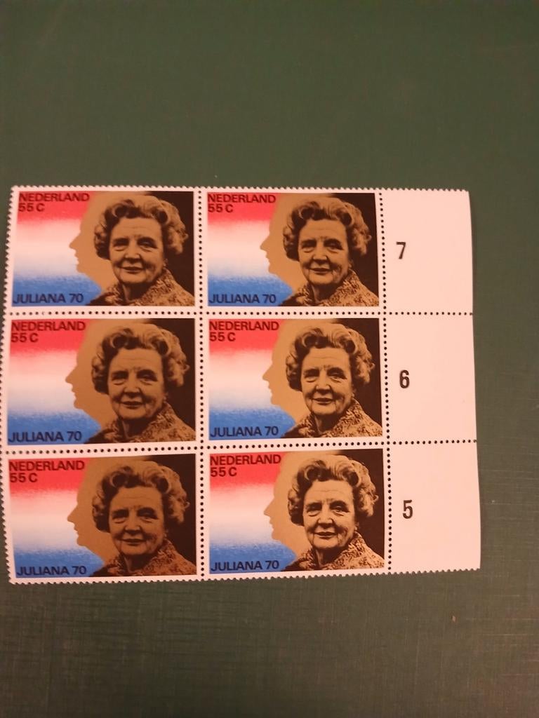 Velletje postzegels Juliana 70 jaar, 55 cent, Postzegels en Munten, Ophalen of Verzenden, Na 1940, Postfris