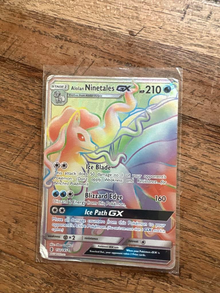 Pokemon Kaart Alolan Ninetales GX 150/145 (2017), Ophalen of Verzenden, Gebruikt, Losse kaart, Foil