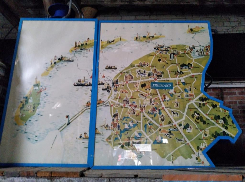 Uniek Friesland Bord - Decoratieve Kaart van Friesland, Ophalen, Zo goed als nieuw, Nederland, Landkaart