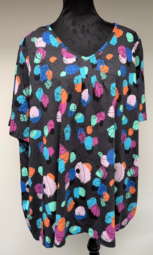 Superleuke grijs shirt gekleurde bolletjes ULLA Popken 54/56, Ophalen of Verzenden, Zo goed als nieuw, Grijs, Shirt of Top
