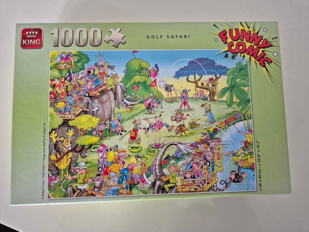 Leuke King Funny Comic Golf Safari puzzel - 1000 stukjes, Ophalen, 500 t/m 1500 stukjes, Gebruikt, Legpuzzel