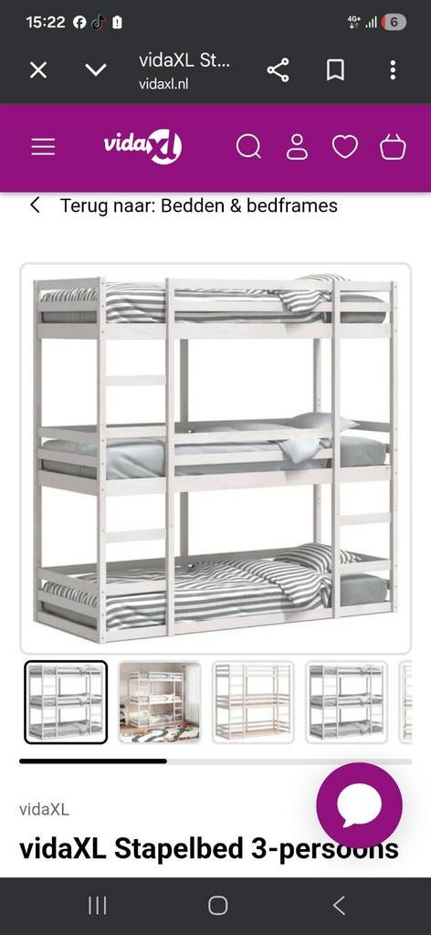 3 persoons stapelbed, Huis en Inrichting, Slaapkamer | Stapelbedden en Hoogslapers, 90 cm, Tweepersoons, Ophalen of Verzenden