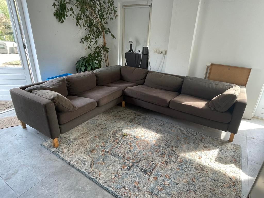 Ruime Donkerbruine zeszits bank Karlstad, Ophalen, Gebruikt, Stof, Modern