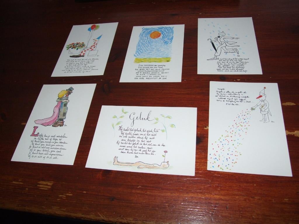 6 KAARTEN VAN TOON HERMANS, Verzamelen, Verzenden, 1960 tot 1980, Ongelopen