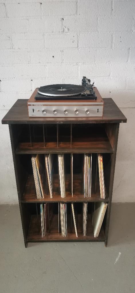 Prachtige Vintage Platenkast / Vinyl Rek, Ophalen, Gebruikt, Hout, Cd's
