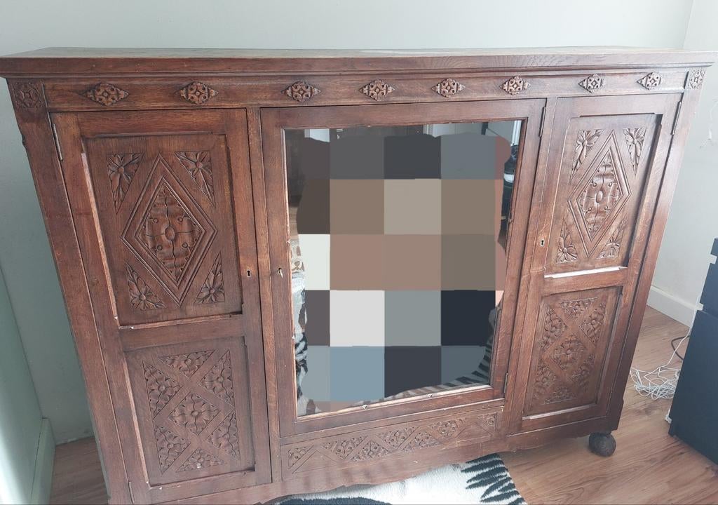 Antieke vitrine kast, Ophalen, Gebruikt, Met deur(en), 150 tot 200 cm