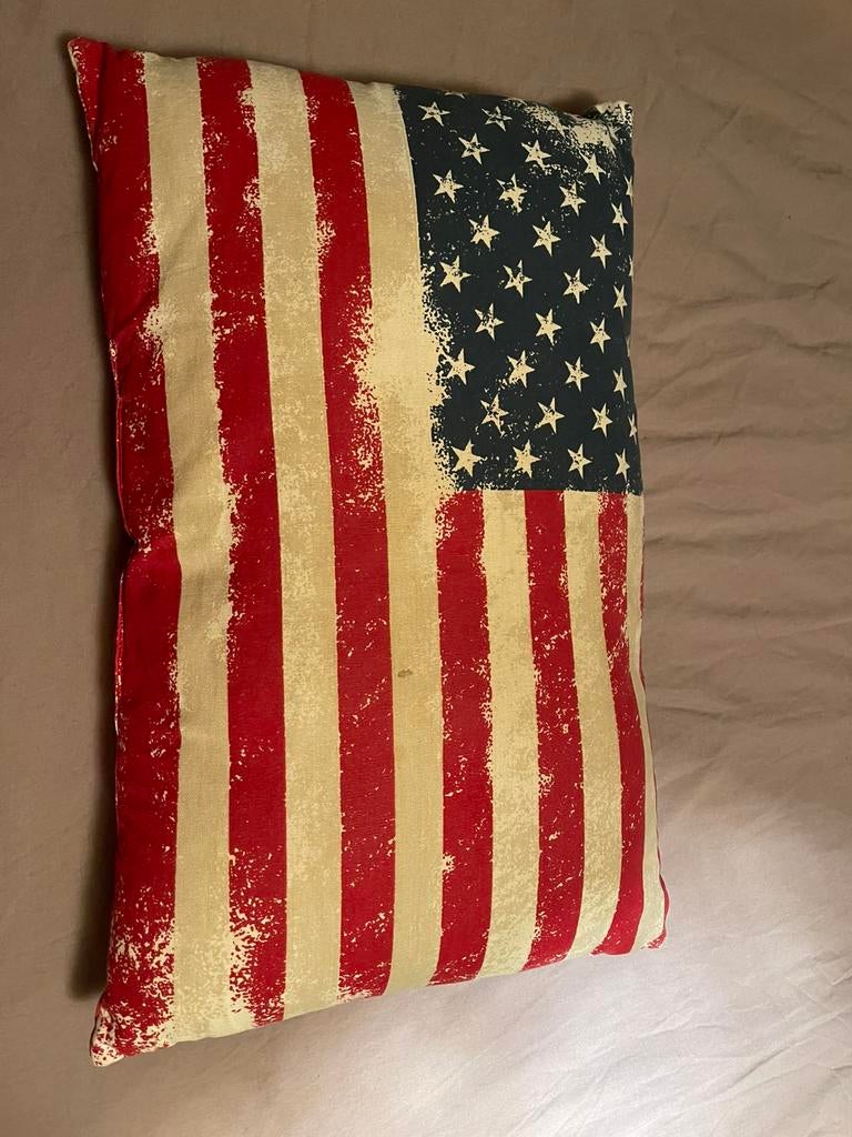 Stoer kussen USA American Flag, Ophalen of Verzenden, Zo goed als nieuw, Overige kleuren, Rechthoekig
