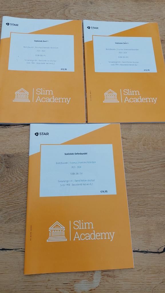 Slim Academy Statistiek Boeken - Deel 1, 2 & Oefenbundel, Zo goed als nieuw, Slim Academy, Beta, HBO