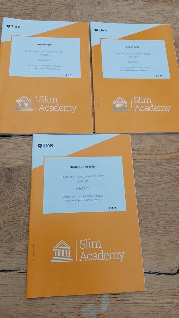 Slim Academy Statistiek Boeken - Deel 1, 2 & Oefenbundel, Boeken, Studieboeken en Cursussen, Zo goed als nieuw, HBO, Beta, Ophalen of Verzenden