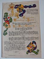 Oorkonde ter herinnering van geboorte prinses Irene Emma1939, Verzamelen, Ophalen of Verzenden, Gebruikt, Nederland, Kaart, Foto of Prent