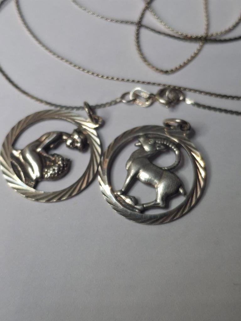Oudzilveren (IIZ/835) sterrenbeeldhanger incl. 835 kett., Verzenden, Zilver, Ketting