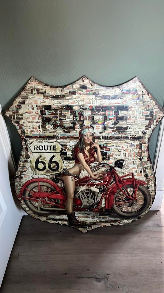 Metalen bord route 66, Ophalen, Nieuw