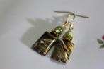Calsilica oorbellen met rijnsteen en jade, Overige materialen, Hangers, Nieuw, Ophalen of Verzenden