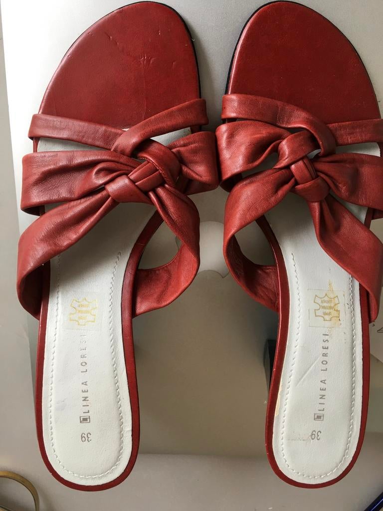 Open leren schoenen met hak mt 39 Linea Loresi Italië, Ophalen of Verzenden, Zo goed als nieuw