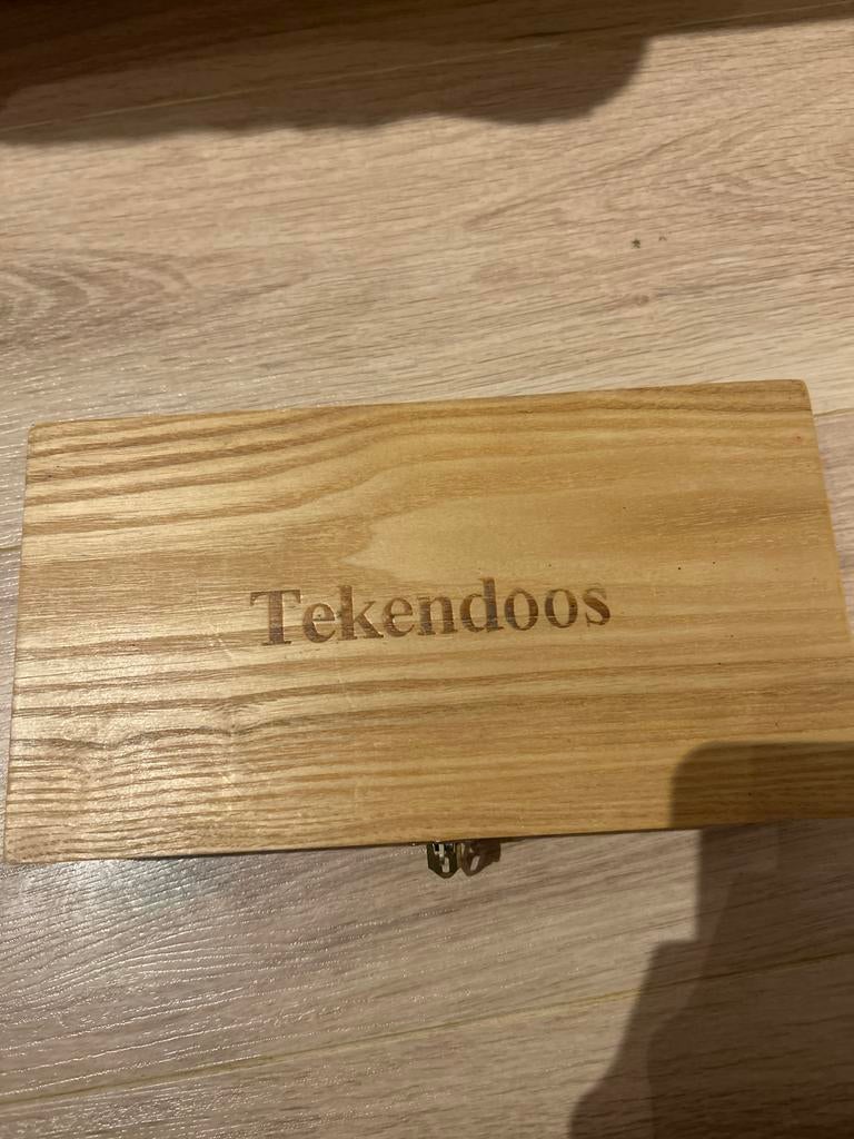 Houten tekendoos met vakjes, Ophalen of Verzenden, Gebruikt, Overige typen