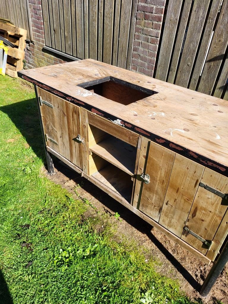 Buitenkeuken / Werkbank met Terrazzo Werkblad, Tuin en Terras, Ophalen of Verzenden, Gebruikt, Vrijstaand