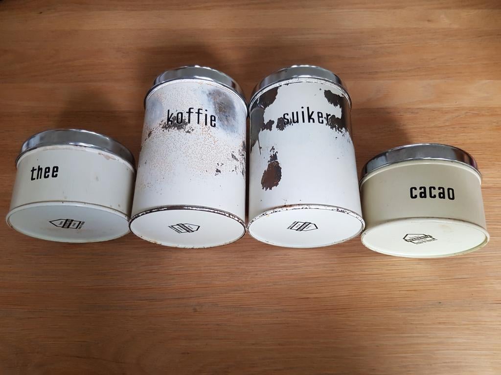 4 Vintage Brabantia voorraadblikken, Ophalen of Verzenden
