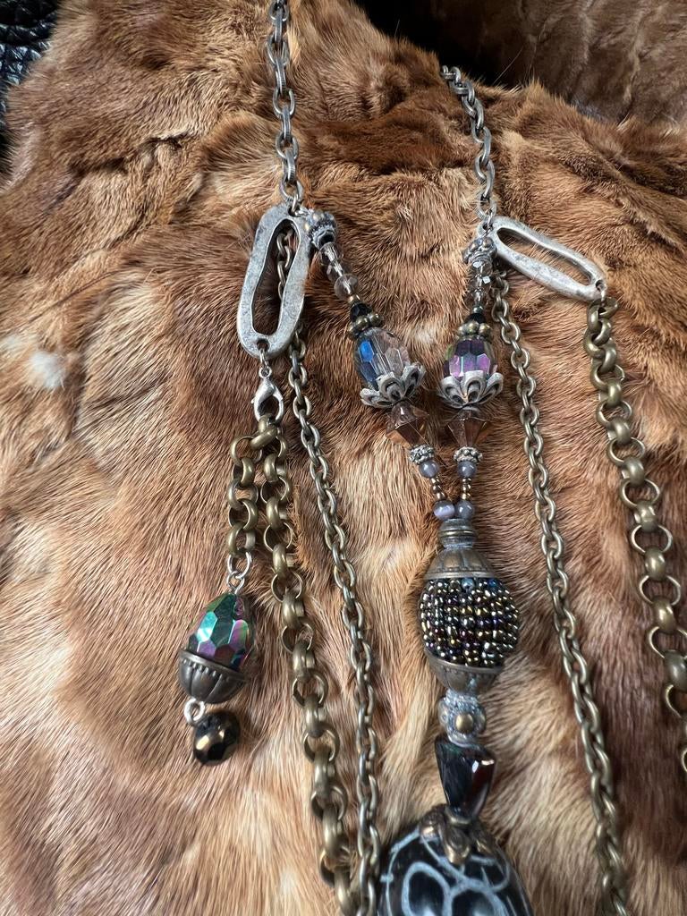 Sari-ketting met glimmende kralen, Met kristal, Overige materialen, Gebruikt, Overige kleuren