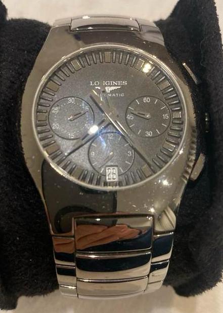 LONGINESS OPPOSITION AUTOMATIC CHRONOGRAPH TITANIUM HORLOGE, Staal, Polshorloge, 1960 of later, Ophalen