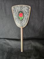 Antieke handspiegel met roos en kantpatroon, Ophalen of Verzenden