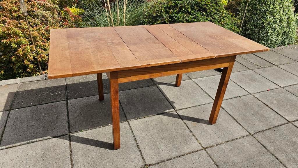 Antieke eikenhouten eettafel, uitschuifbaar, Antiek en Kunst, Ophalen