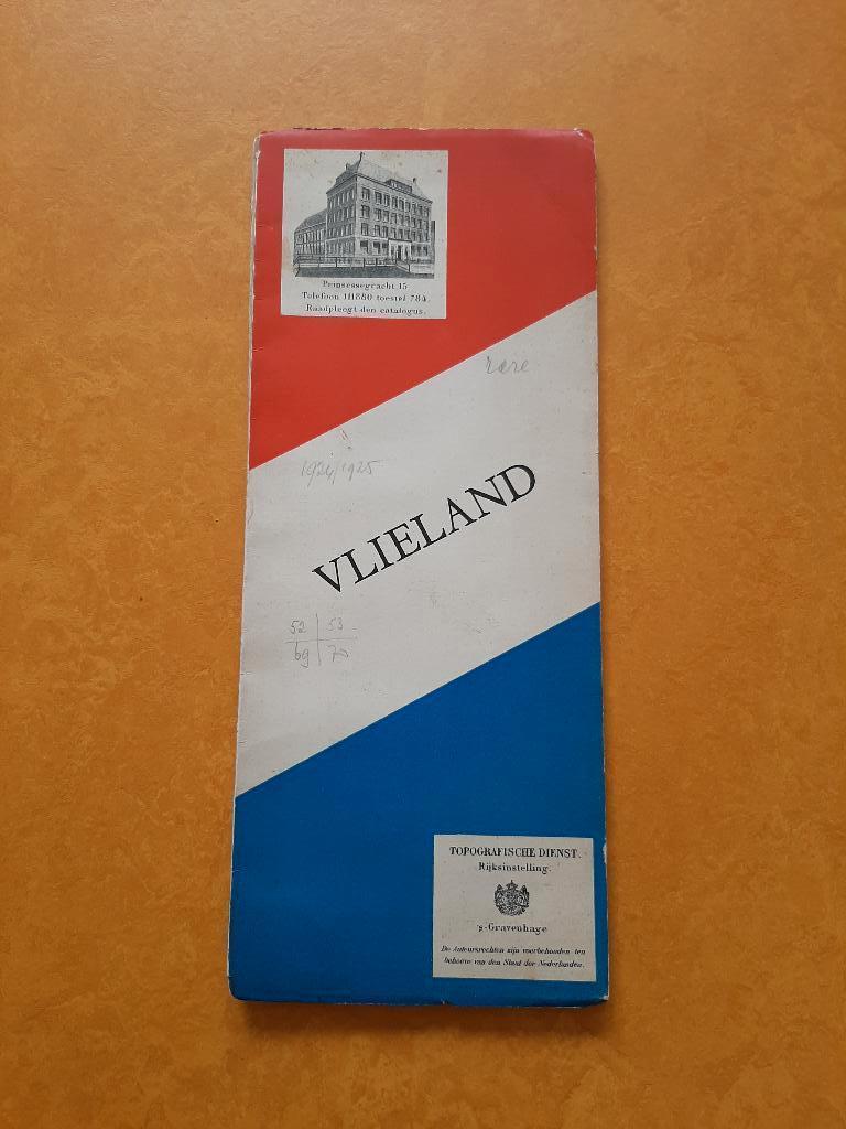 Oude plattegrond Vlieland, 1924 - 1938 Topografische Dienst, Ophalen of Verzenden, 1800 tot 2000, Landkaart, Zo goed als nieuw