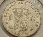 1 Gulden 1963 Nederlandse Antillen Oude Zilver Munt Schaars, Postzegels en Munten, Munten | Nederland, Ophalen of Verzenden, Koningin Juliana