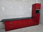 Te koop Complete hoogglans rode keuken., Ophalen, Gebruikt, Hoogglans of Gelakt, Hout