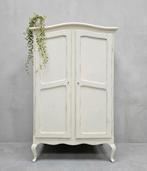 Brocante witte Queen Anne meidenkast vintage linnenkast kast, Ophalen of Verzenden