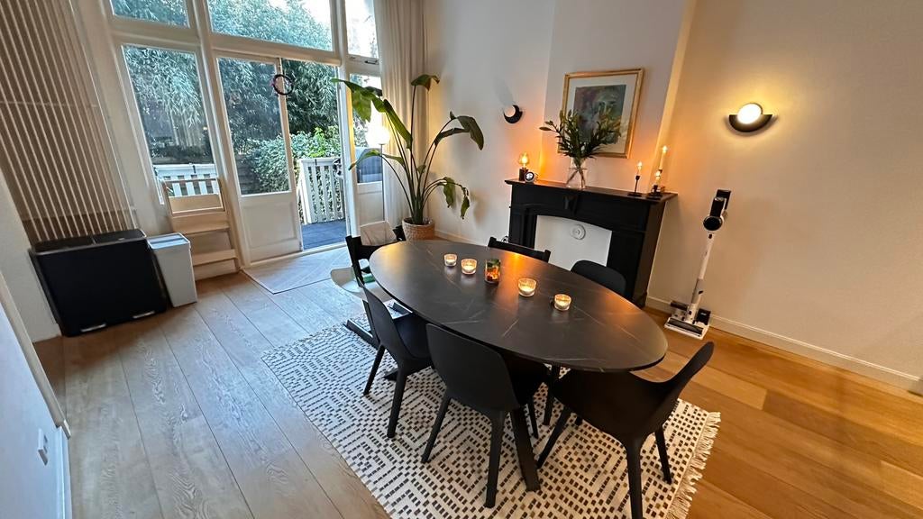 Black Oval Dining Table with 5 Chairs