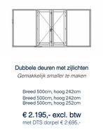 Kozijn met dubbele tuindeuren en zijlichten, Nieuw, Ophalen of Verzenden, 120 cm of meer, 215 cm of meer