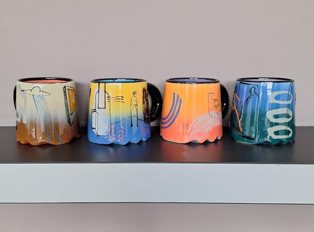 4st BAD Brendan Adams Design Pottery New Zealand mokken, Ophalen of Verzenden