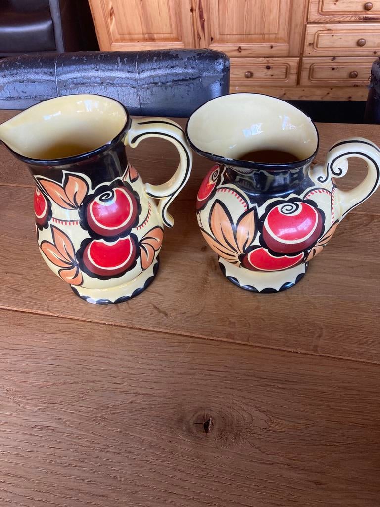 Antieke Ditmar Urbach Kannen - Handgeschilderd Keramiek, Antiek en Kunst, Antiek | Vazen, Ophalen of Verzenden