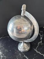 Wereldbol globe aluminium retro vintage design, Ophalen of Verzenden, Zo goed als nieuw