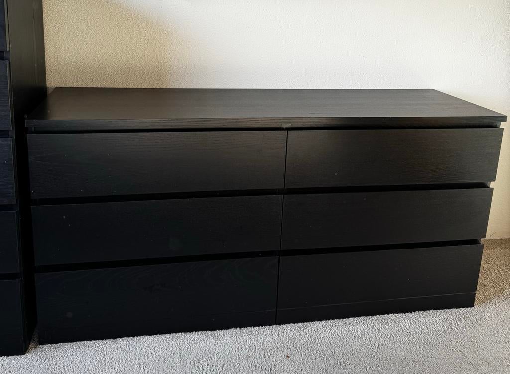 Malm ladekast IKEA zwart, Ophalen, Gebruikt, 100 tot 150 cm, 5 laden of meer