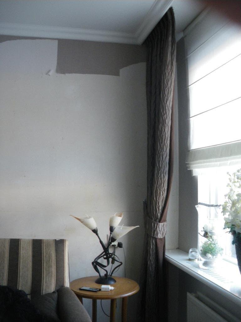 4 stellen prachtige show stukjes overgordijnen met ophalers, Bruin, 200 cm of meer, Ophalen of Verzenden, Zo goed als nieuw