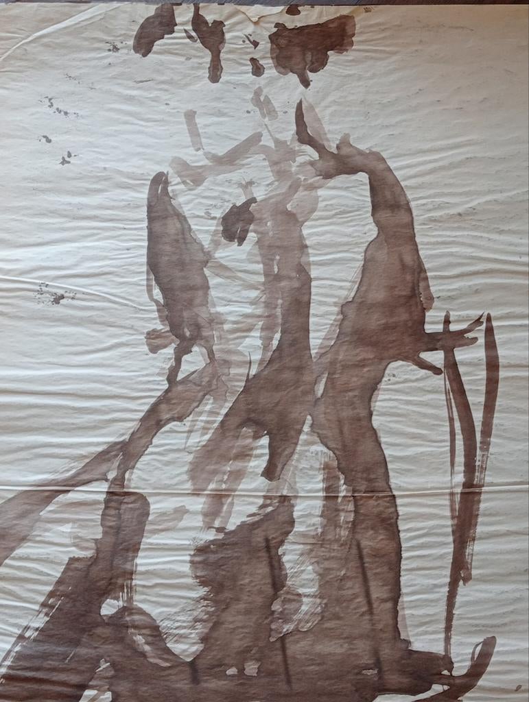 Aquarel zittend Naakt 20e eeuw, Ophalen of Verzenden