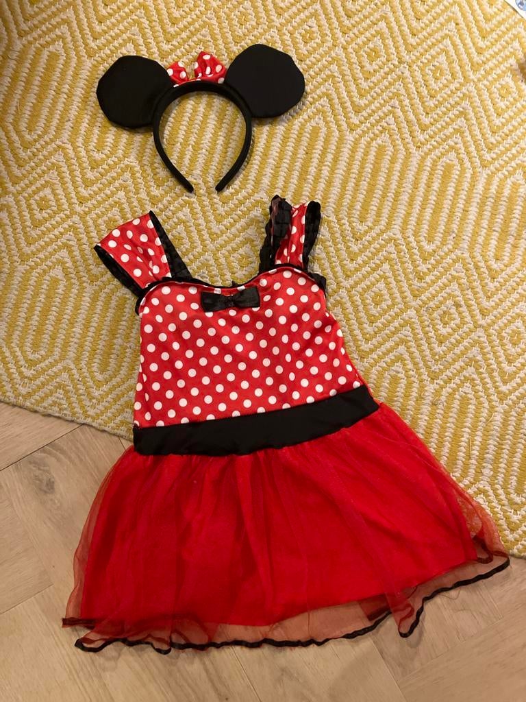 Minnie Mouse jurkje rood met haarband, Ophalen of Verzenden, Gebruikt, 104 of kleiner, Meisje