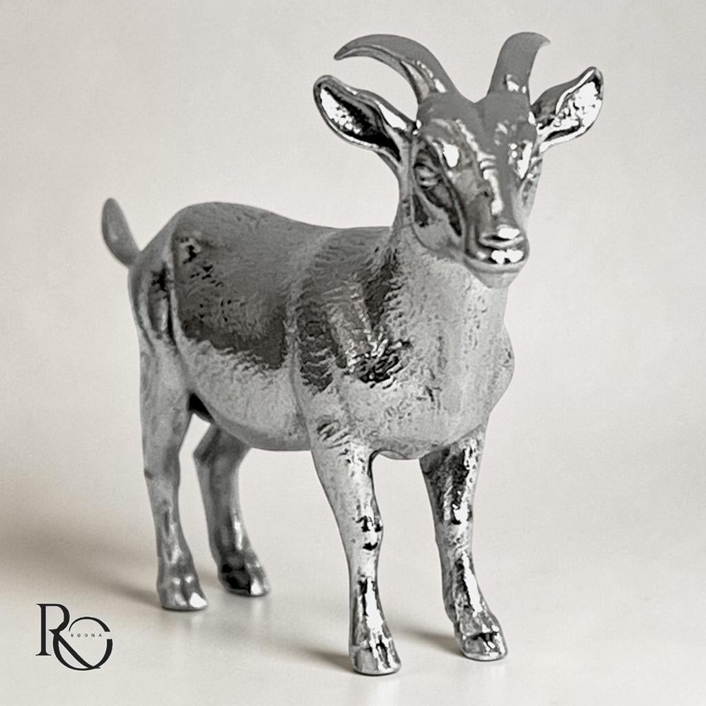 Handgegoten Zilveren Miniatuur – Geit (925 Sterling), Ophalen of Verzenden, Zilver