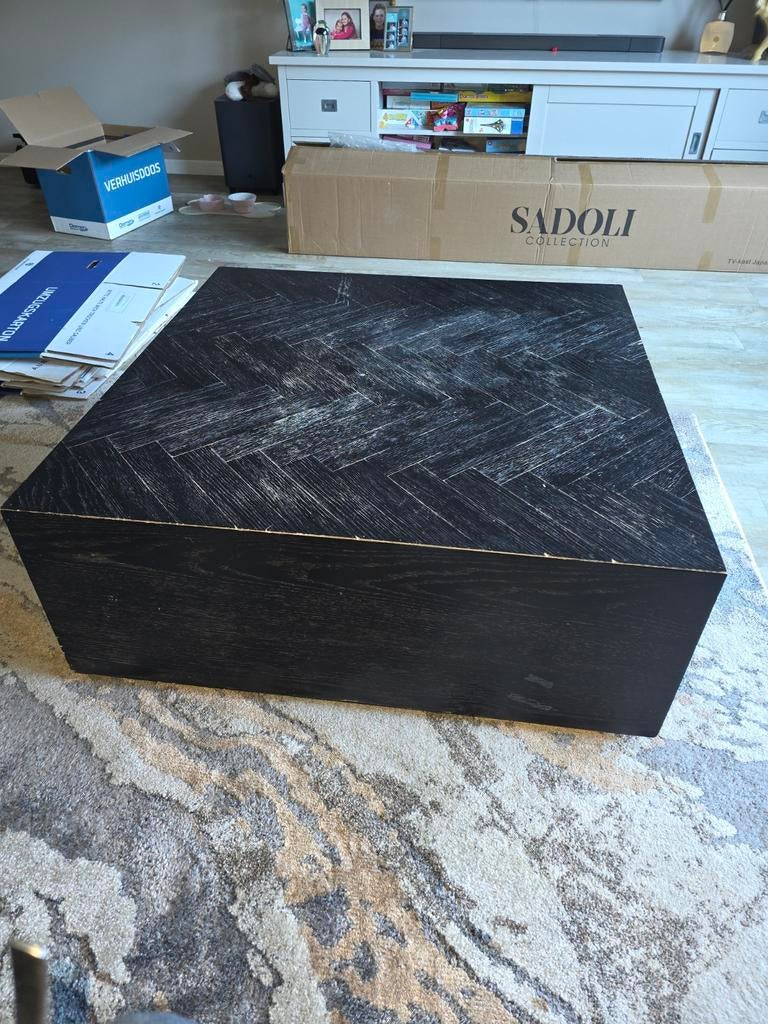 Zwarte salontafel 100x100 cm, Huis en Inrichting, Tafels | Salontafels, Ophalen, Gebruikt, 50 tot 100 cm, Vierkant